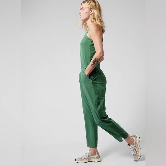 Athleta Brooklyn Jumpsuit One Piece Romper | Seaweed Snack Green | Size 10 - Picture 2 of 11